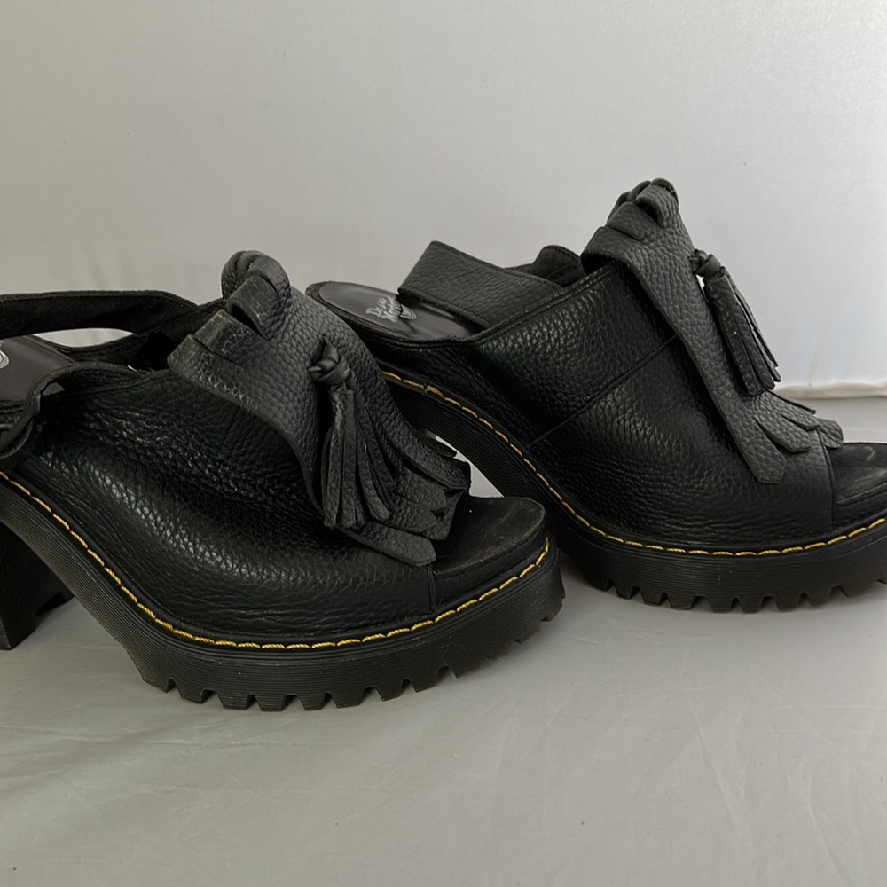 Doc Martens Seraphina Platform Wedge Tassel Slingback Peep Toe Sandals